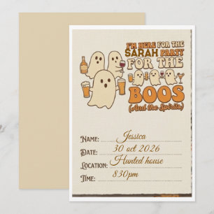 Retro Here For The Boos Halloween Party Invitation