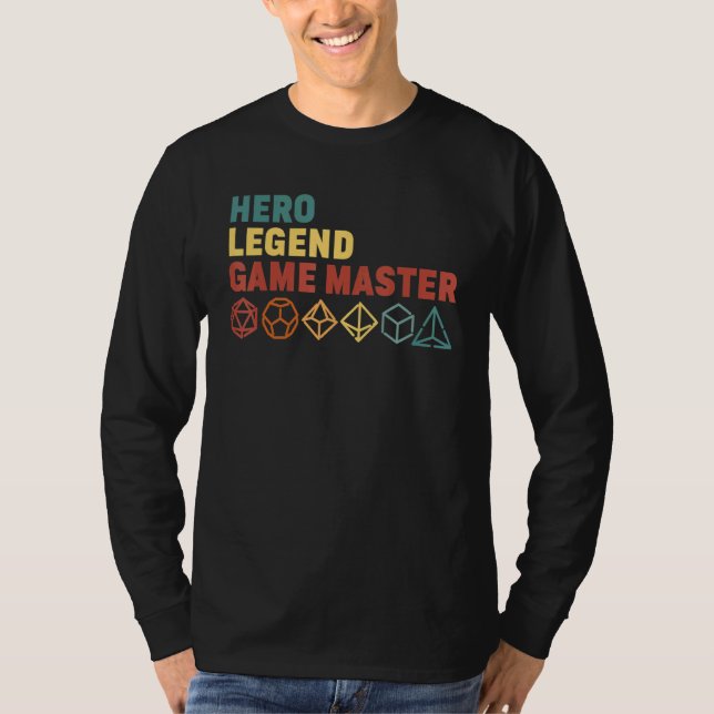 Retro Hero Legend Game Master Rpg Dice D20 T-Shirt (Front)