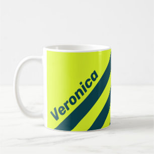 Retro HI VIS Yellow Three Stripes with Name Coffee Mug