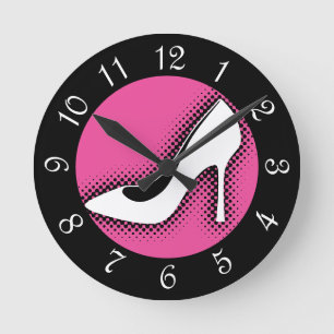 Retro High Heel Shoe Round Clock