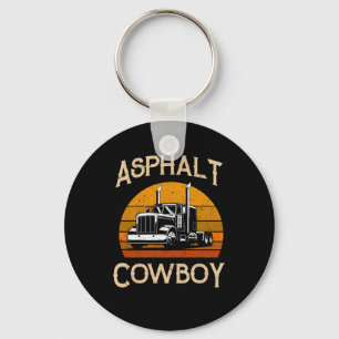 Retro Highway Trucker Road Truck Driver Asphalt Co Key Ring