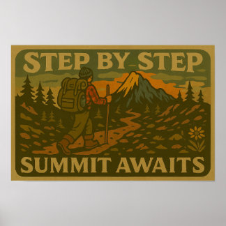 Retro Hiking Motivational Poster