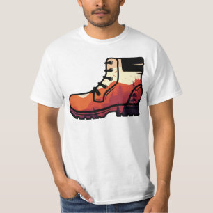 Retro Hiking Shoe Landscape - Wilderness Sunset T-Shirt