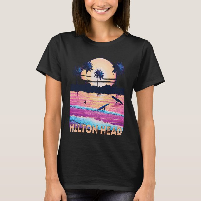 Retro Hilton Head North Carolina Souvenir Surf T-Shirt (Front)