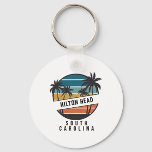 Retro Hilton Head South Carolina Surfboard Surfing Key Ring