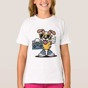 Retro Hip Hop Dog: Cool Cartoon Puppy T-Shirt