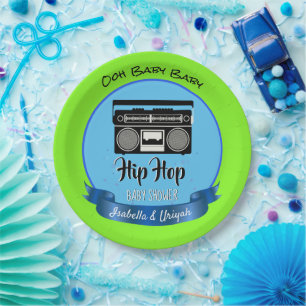 Retro Hip Hop Gender Reveal Baby Shower Paper Plate