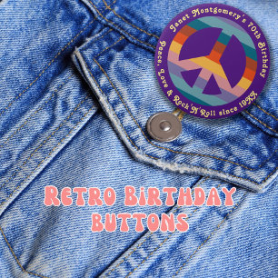 Retro Hippie 60's Baby Boomer Milestone Birthday 7.5 Cm Round Badge