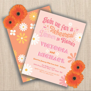 Retro Hippie 70's 60's Groovy Reheasral Dinner Invitation