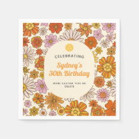 Retro Hippie 70s Floral Pattern Pickleball Party