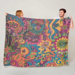 Retro Hippie: 70s Road Trip Colours Fleece Blanket