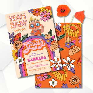Retro Hippie Baby 70's 60's Groovy Baby Shower Invitation