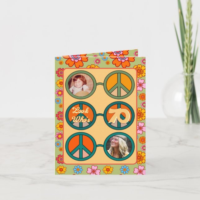 Retro Hippie Baby Boomer Photo Birthday Invitation (Front)