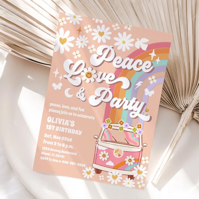 Retro Hippie Birthday Invitation (Creator Uploaded)