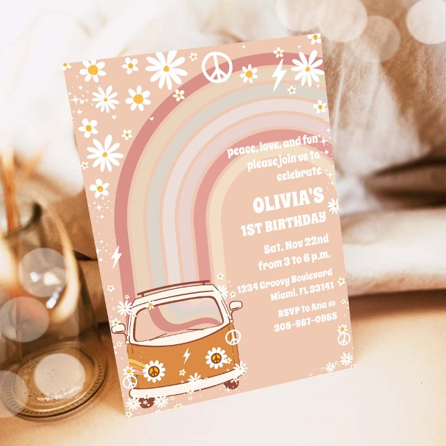 Retro Hippie Birthday Invitation (Creator Uploaded)