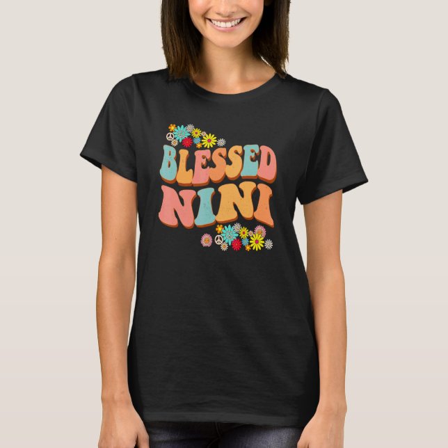 Retro Hippie Blessed Grandma  For Women Flower Dec T-Shirt (Front)