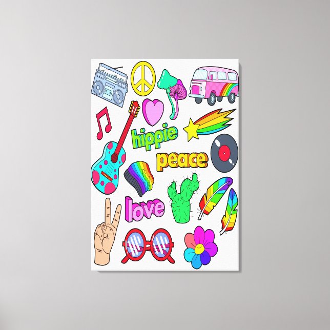 Retro Hippie Canvas Print (Front)