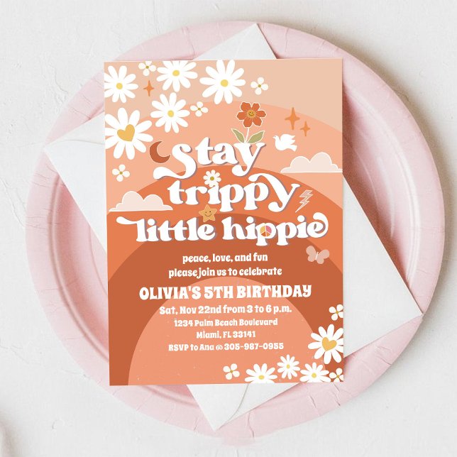 Retro Hippie Daisy Birthday Invitation (Creator Uploaded)