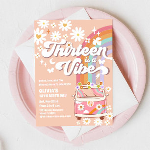 Retro Hippie Daisy Birthday Invitation