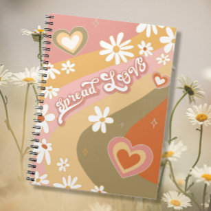 Retro Hippie Daisy Spread LOVE Floral 1960s 1970s  Notebook
