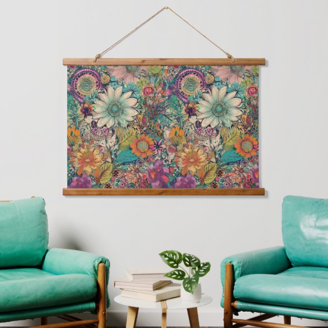 Retro Hippie: Daisy Wall Hanging Tapestry (Living Room)