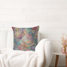 Retro Hippie: Fantasy Square Pillow