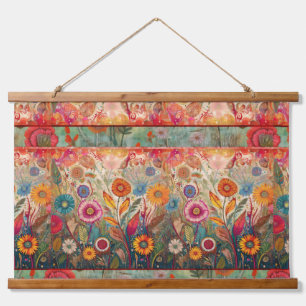 Retro Hippie: Floral Patchwork Wall Hanging Hanging Tapestry