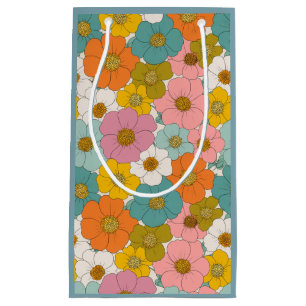Retro Hippie Floral  Small Gift Bag