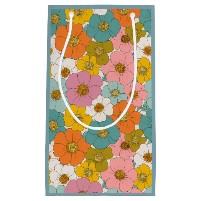 Retro Hippie Floral  Small Gift Bag (Front)