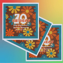 Retro Hippie Flower 1960's 70th Birthday Napkin