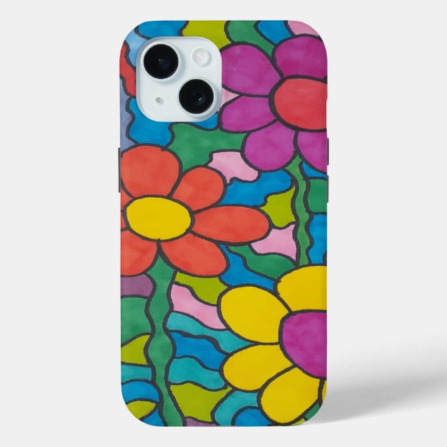 Retro Hippie Flower Art Case-Mate iPhone Case (Back)