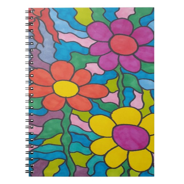 Retro Hippie Flower Art  Notebook (Front)