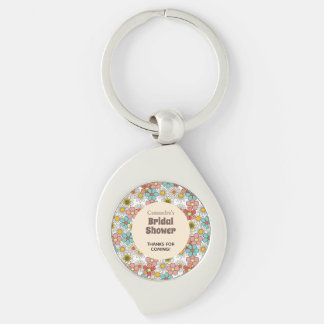 Retro Hippie Flower Bridal Shower Thank You Key Ring