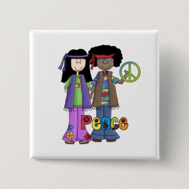 Retro Hippie Flower Children Pin (Front)