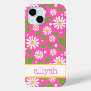 Retro Hippie Flowers Daisy Pattern iPhone 15 Case