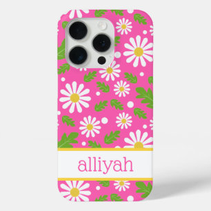 Retro Hippie Flowers Daisy Pattern iPhone 15 Pro Case