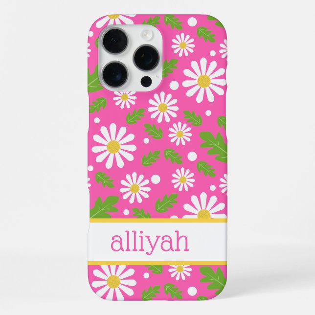 Retro Hippie Flowers Daisy Pattern iPhone Case (Back)