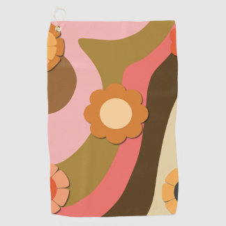 Retro hippie flowers golf towel