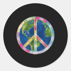 Retro Hippie Freedom Peace Sign 60s 70s No Worries Classic Round Sticker