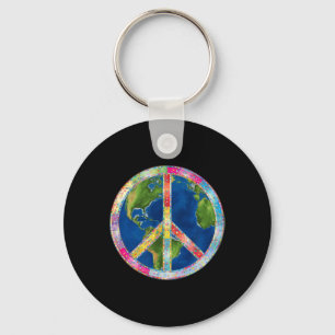 Retro Hippie Freedom Peace Sign 60s 70s No Worries Key Ring