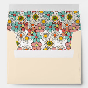 Retro Hippie Groovy Flower Bridal Shower  Envelope