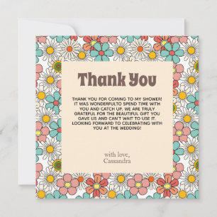 Retro Hippie Groovy Flower Bridal Shower Thank You