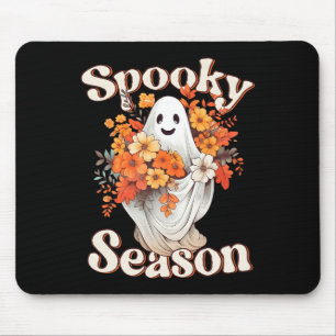 Retro Hippie Halloween Cute Ghost Spooky Season Fu Mouse Mat