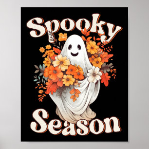 Retro Hippie Halloween Cute Ghost Spooky Season Fu Poster