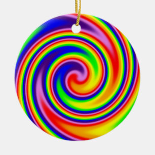 Retro Hippie Happy Rainbow Colors Soft Spiral Ceramic Tree Decoration