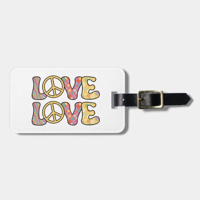 Retro Hippie love Luggage Tag (Front Horizontal)