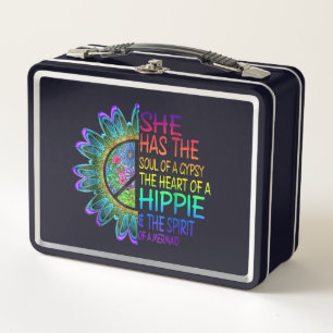 Retro Hippie Metal Lunch Box