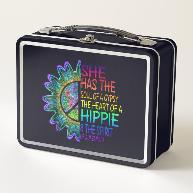 Retro Hippie Metal Lunch Box (Front)