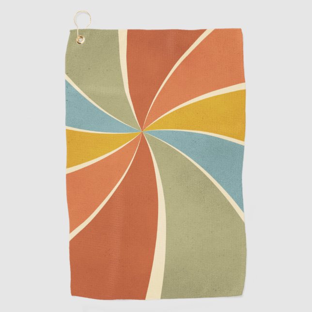 Retro Hippie Mixed Paint Style Swirls Pattern Golf Towel (Front)