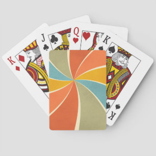 Retro Hippie Mixed Paint Style Swirls Pattern Playing Cards
